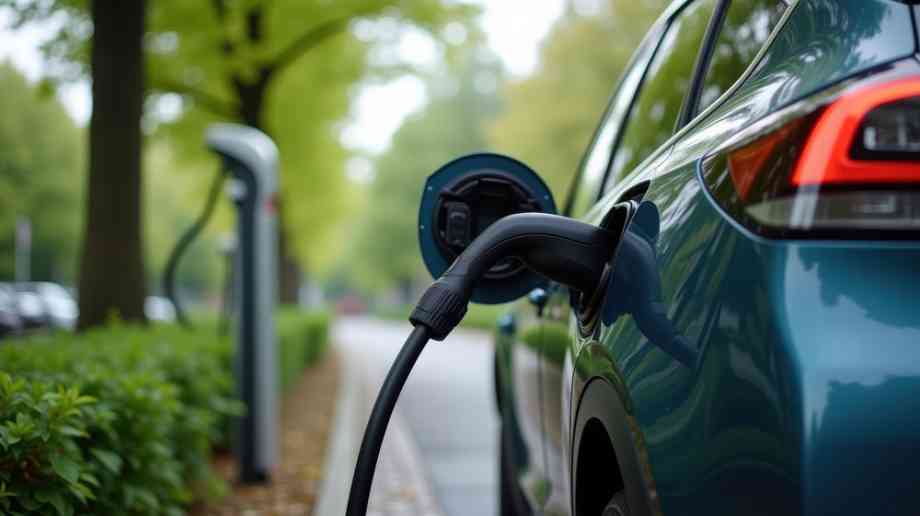 Electric car being charged.