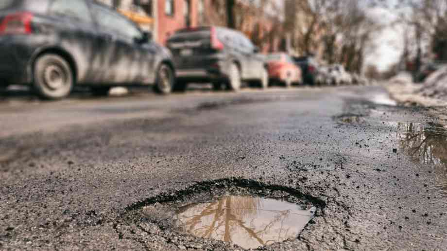 Pothole in road