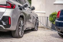 Electric car being charged