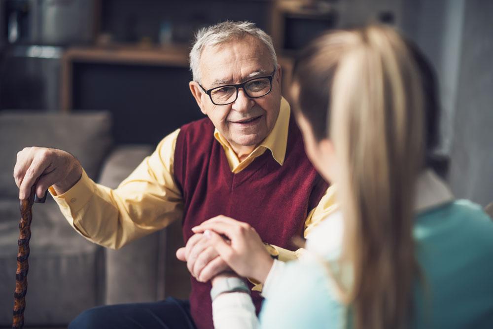 A man with a carer